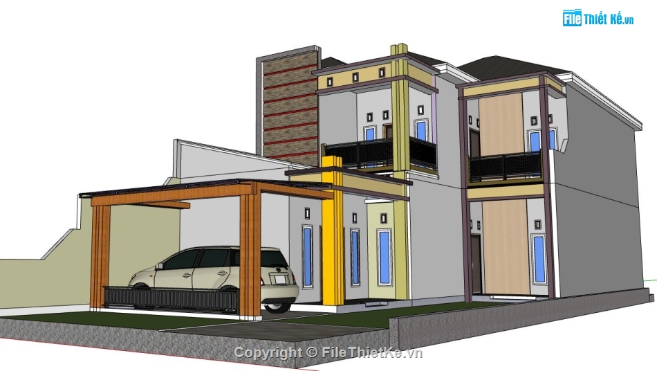 Biệt thự 10x20m,file su biệt thự,sketchup biệt thự