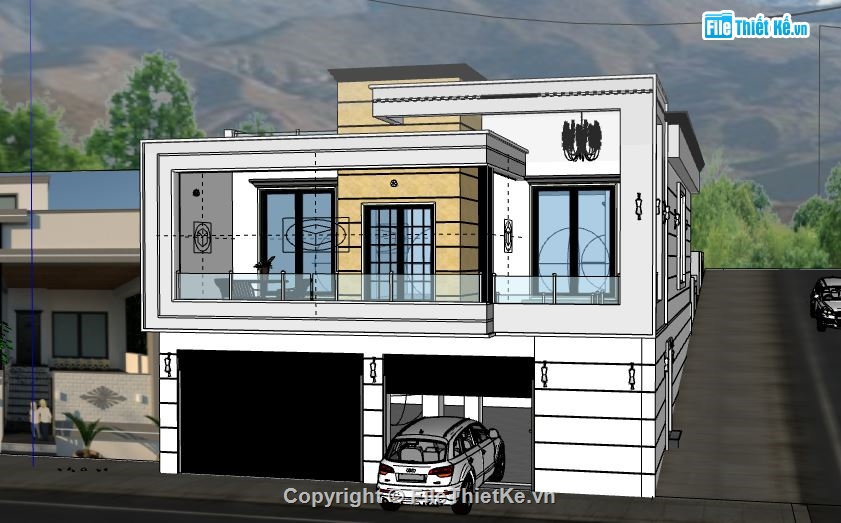 Biệt thự 2 tầng,model su biệt thự 2 tầng,file su biệt thự 2 tầng,sketchup biệt thự 2 tầng,biệt thự 2 tầng file su