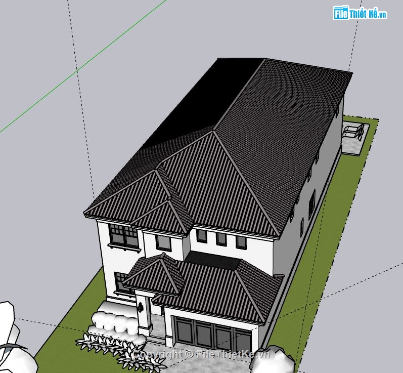 Biệt thự 2 tầng,model su biệt thự 2 tầng,file su biệt thự 2 tầng,sketchup biệt thự 2 tầng