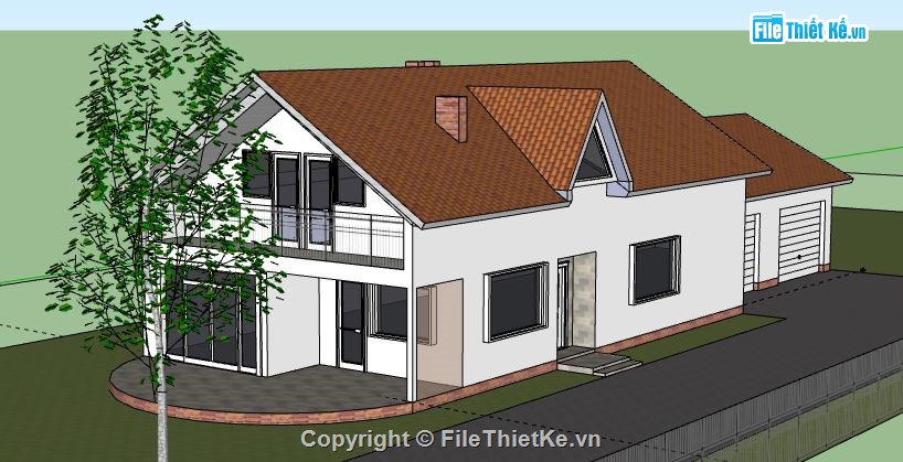 Biệt thự 2 tầng,Model su biệt thự 3 tầng,file su biệt thự 2 tầng,biệt thự 2 tầng sketchup,sketchup biệt thự 2 tầng