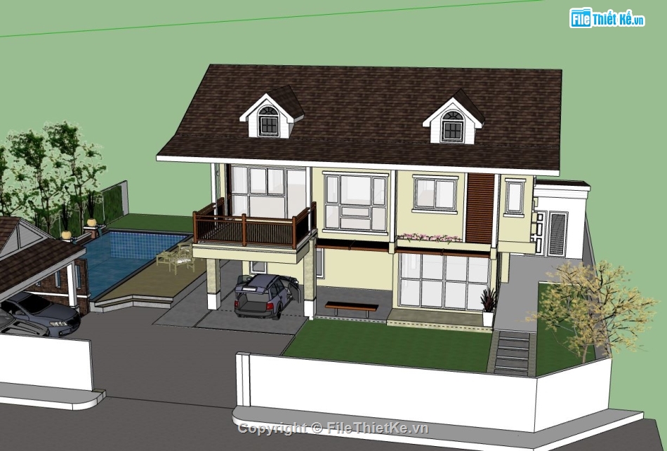 Biệt thự  2 tầng,model su biệt thự 2 tầng,biệt thự 2 tầng file su,sketchup biệt thự 2 tầng,biệt thự 2 tầng model su