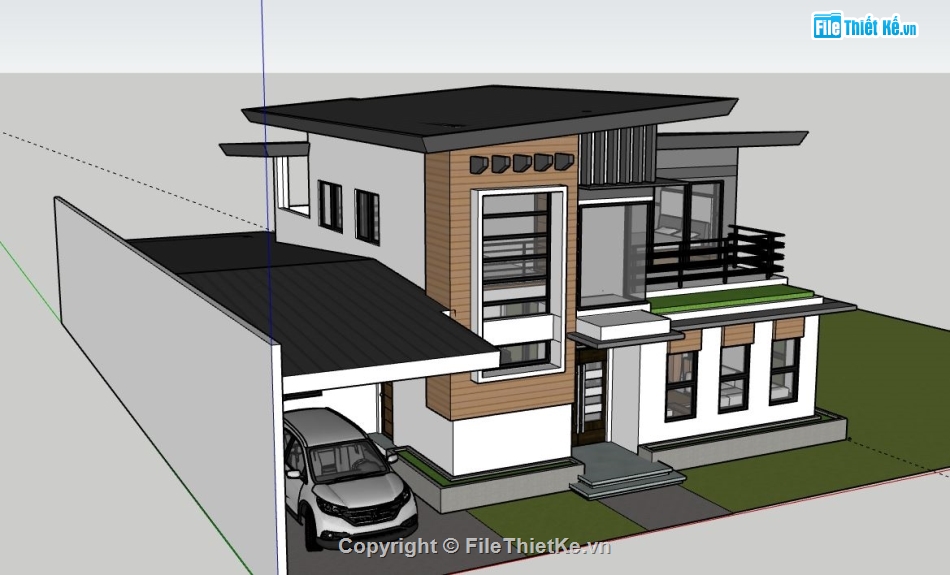 Biệt thự  2 tầng,file su biệt thự 2 tầng,model su biệt thự 2 tầng,file sketchup biệt thự 2 tầng,biệt thự 2 tầng file su