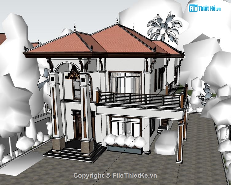 Biệt thự 2 tầng,model su biệt thự 2 tầng,biệt thự 2 tầng file su