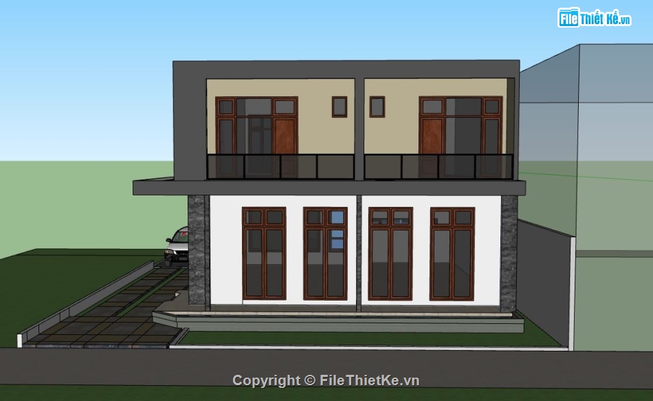 Biệt thự 2 tầng,model su biệt thự 2 tầng,biệt thự 2 tầng file su,file sketchup biệt thự 2 tầng