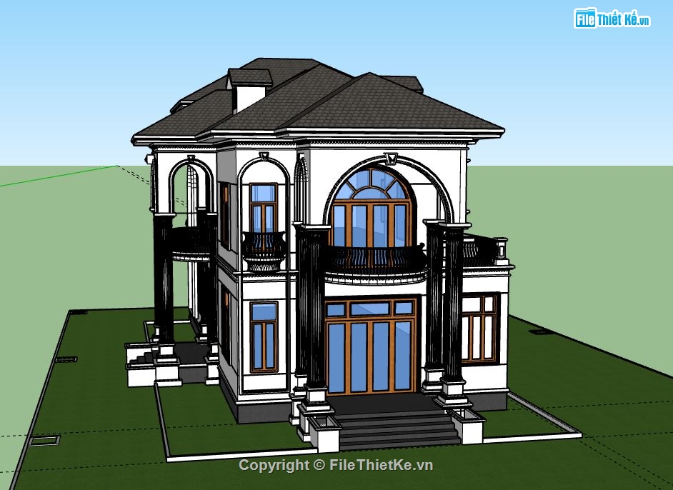 Biệt thự 2 tầng,model su biệt thự 2 tầng,biệt thự 2 tầng file su,file sketchup biệt thự 2 tầng,biệt thự 2 tầng model su