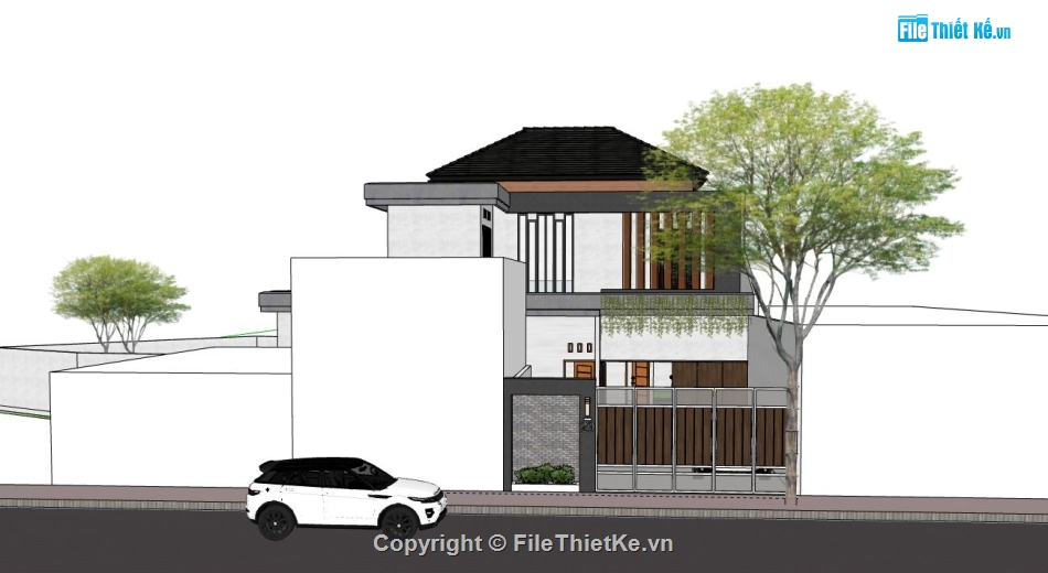 Biệt thự 2 tầng,model su biệt thự 2 tầng,biệt thự 2 tầng file su,file sketchup biệt thự 2 tầng