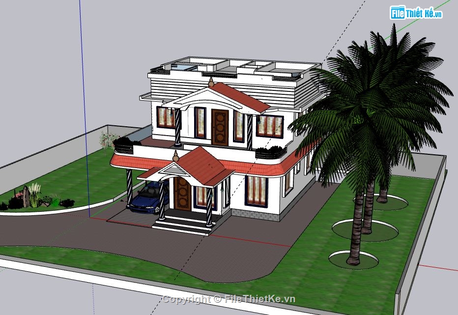 Biệt thự 2 tầng,model su biệt thự 2 tầng,sketchup biệt thự 2 tầng,biệt thự 2 tầng file su,file sketchup biệt thự 2 tầng