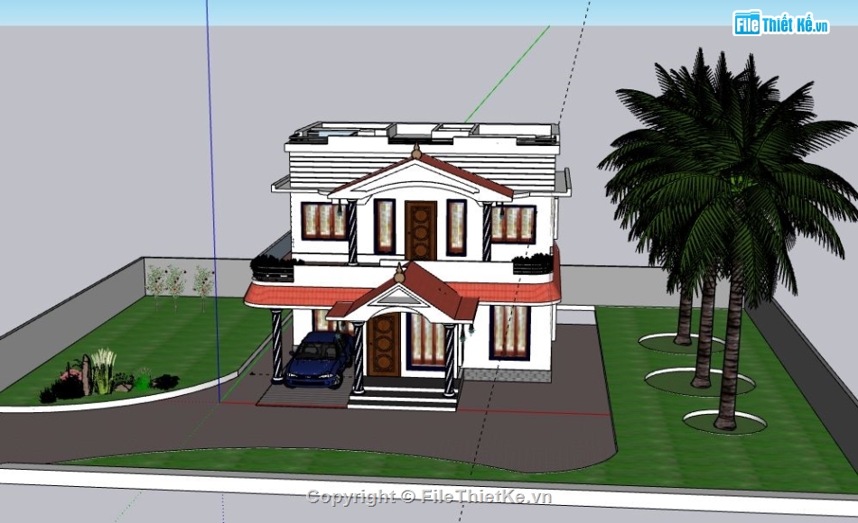 Biệt thự 2 tầng,model su biệt thự 2 tầng,sketchup biệt thự 2 tầng,biệt thự 2 tầng file su,file sketchup biệt thự 2 tầng