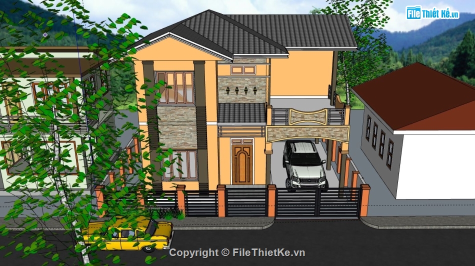 Biệt thự  2 tầng,model su biệt thự 2 tầng,biệt thự 2 tầng file su,file sketchup biệt thự 2 tầng,biệt thự 2 tầng sketchup