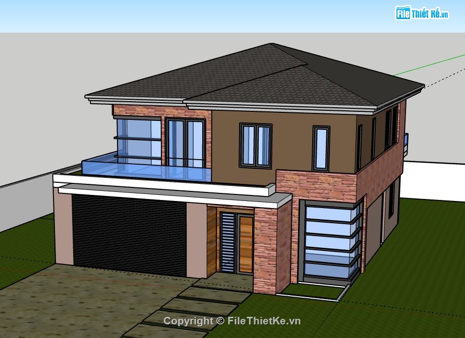 Biệt thự 2 tầng,file su biệt thự 2 tầng,sketchup biệt thự 2 tầng,biệt thự 2 tầng file su,biệt thự 2 tầng model su