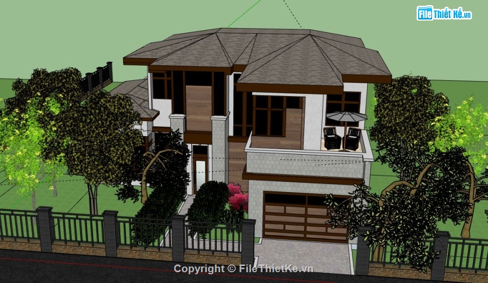 Biệt thự 2 tầng,model su biệt thự 2 tầng,file su biệt thự 2 tầng,biệt thự 2 tầng sketchup