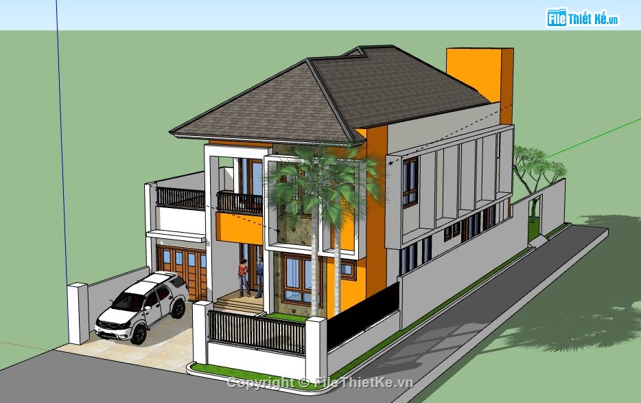 Biệt thự 2 tầng,model su biệt thự 2 tầng,biệt thự 2 tầng file su,sketchup biệt thự 2 tầng