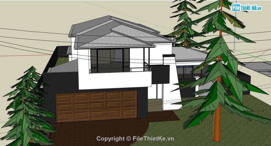 Biệt thự 2 tầng,model su biệt thự 2 tầng,biệt thự 2 tầng file su,file sketchup biệt thự 2 tầng
