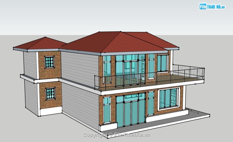 Biệt thự 2 tầng,model su biệt thự 2 tầng,biệt thự 2 tầng file su,file sketchup biệt thự 2 tầng