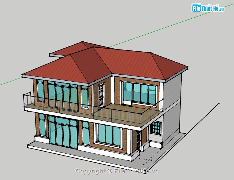 Biệt thự 2 tầng,model su biệt thự 2 tầng,biệt thự 2 tầng file su,file sketchup biệt thự 2 tầng