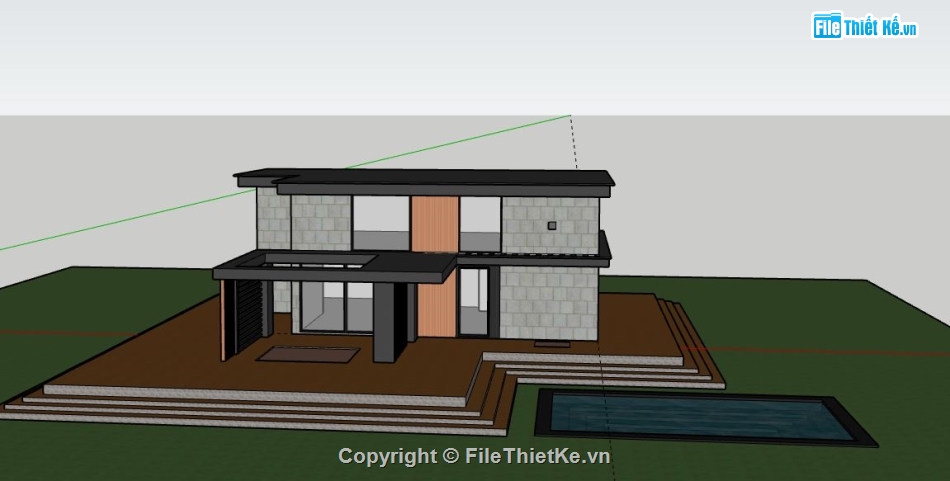 Biệt thự 2 tầng,model su biệt thự 2 tầng,biệt thự 2 tầng file sketchup