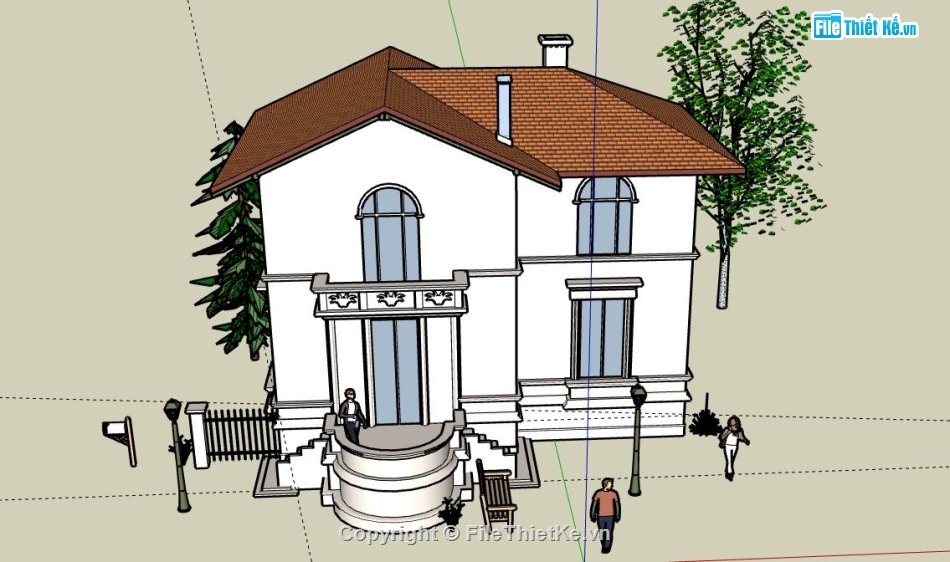 Biệt thự 2 tầng,model su biệt thự 2 tầng,biệt thự 2 tầng file su,file sketchup biệt thự 2 tầng