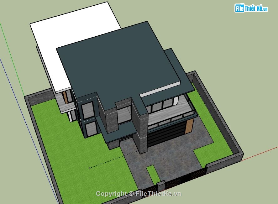 Biệt thự 2 tầng,model su biệt thự 2 tầng,biệt thự 2 tầng file su,sketchup biệt thự 2 tầng