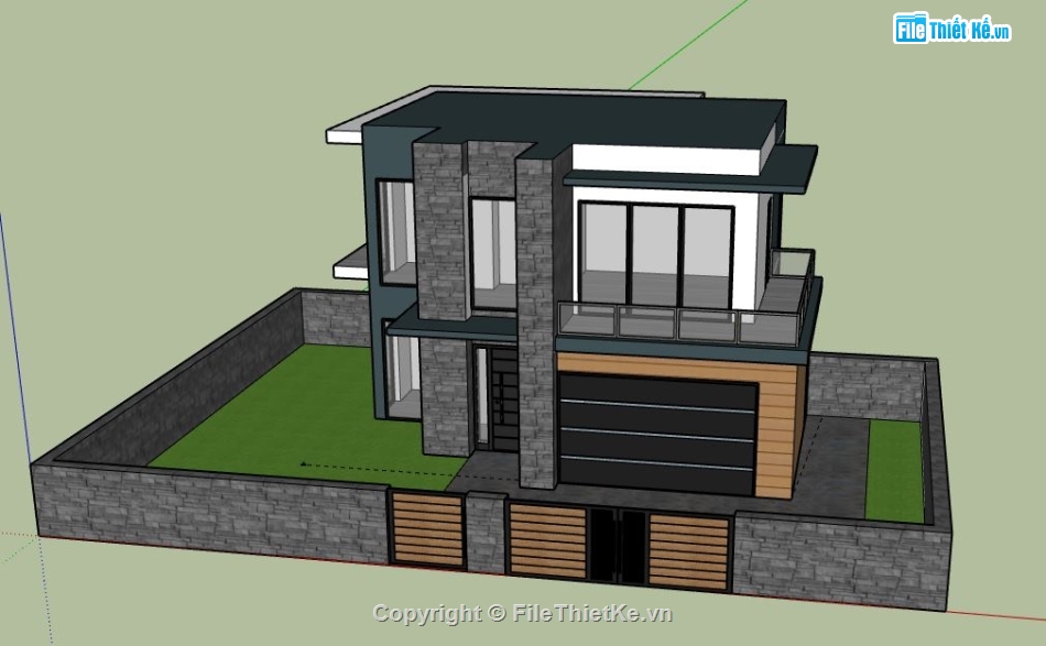 Biệt thự 2 tầng,model su biệt thự 2 tầng,biệt thự 2 tầng file su,sketchup biệt thự 2 tầng