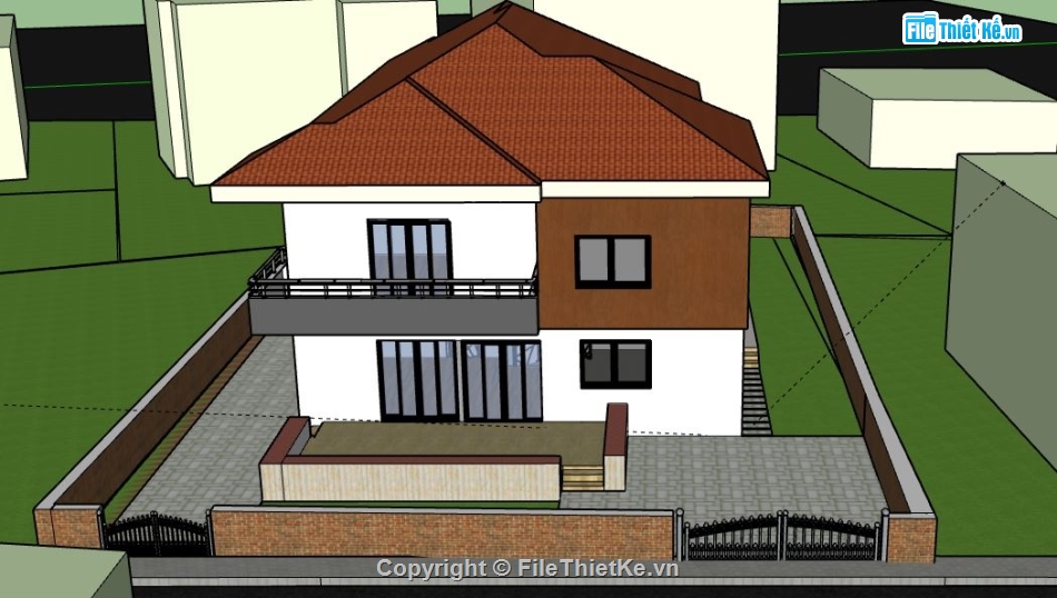 Biệt thự 2 tầng,model su biệt thự 2 tầng,biệt thự 2 tầng file su,file sketchup biệt thự 2 tầng