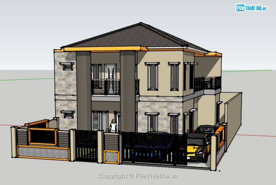 Biệt thự 2 tầng,model su biệt thự 2 tầng,biệt thự 2 tầng file su,sketchup biệt thự 2 tầng,biệt thự 2 tầng sketchup