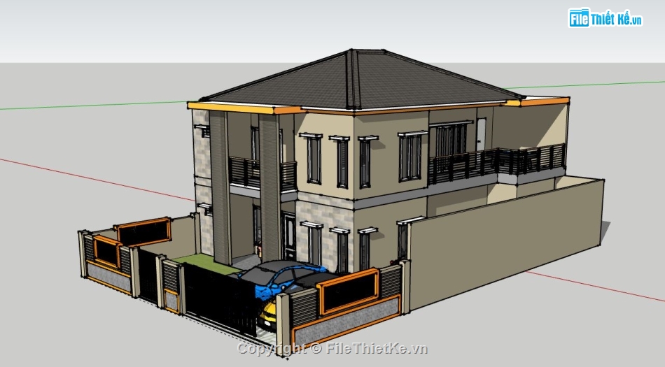 Biệt thự 2 tầng,model su biệt thự 2 tầng,biệt thự 2 tầng file su,sketchup biệt thự 2 tầng,biệt thự 2 tầng sketchup