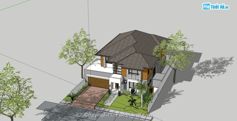 biệt thự 2 tầng,model su biệt thự 2 tầng,file sketchup biệt thự 2 tầng,biệt thự 2 tầng file sketchup