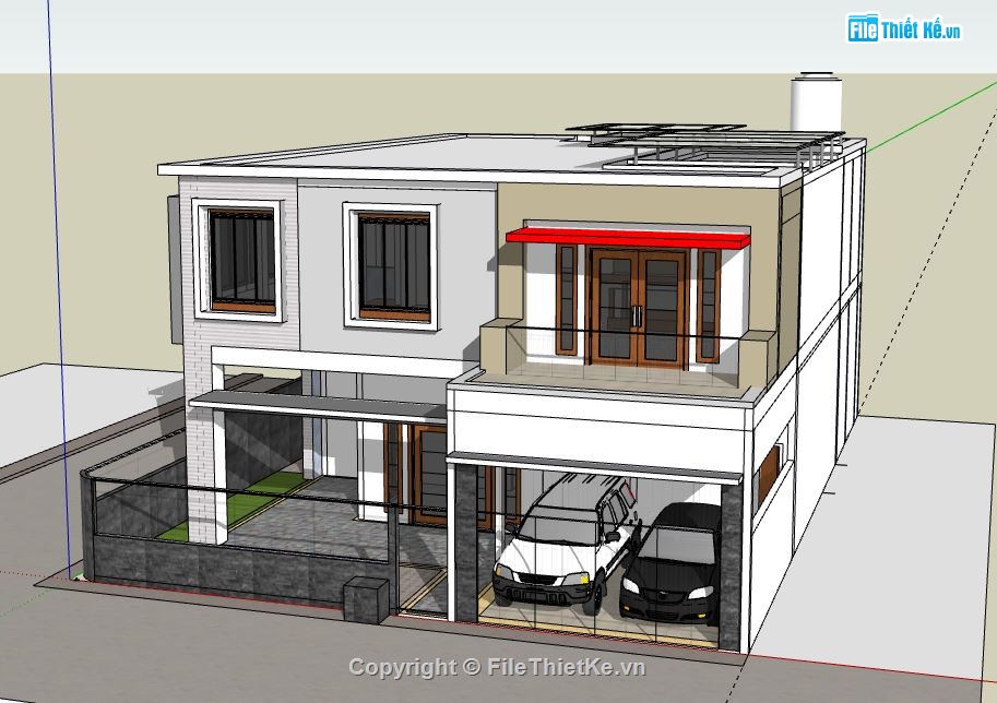 Biệt thự 2 tầng,model su biệt thự 2 tầng,biệt thự 2 tầng file su,sketchup biệt thự 2 tầng,nhà biệt thự 2 tầng file su