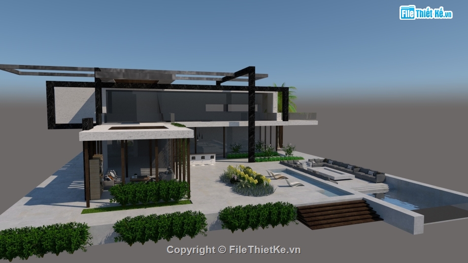 Biệt thự  2 tầng,model su biệt thự 2 tầng,biệt thự 2 tầng file su,file sketchup biệt thự 2 tầng,biệt thự 2 tầng model su