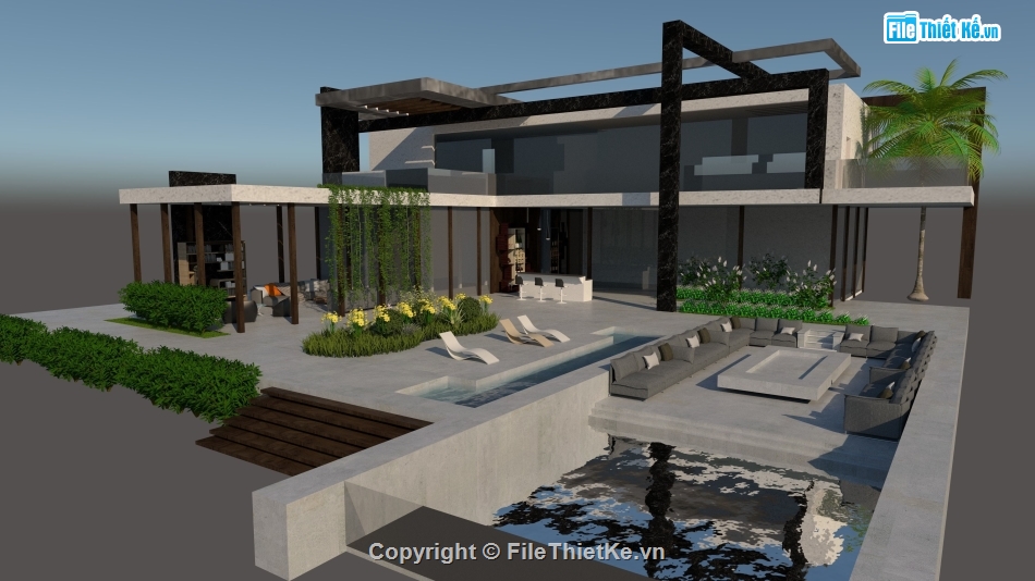 Biệt thự  2 tầng,model su biệt thự 2 tầng,biệt thự 2 tầng file su,file sketchup biệt thự 2 tầng,biệt thự 2 tầng model su