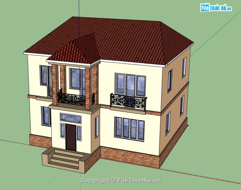 Biệt thự 2 tầng,model su biệt thự 2 tầng,biệt thự 2 tầng file su,mẫu biệt thự 2 tầng sketchup