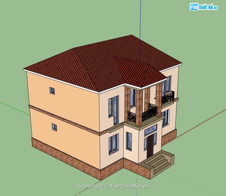 Biệt thự 2 tầng,model su biệt thự 2 tầng,biệt thự 2 tầng file su,mẫu biệt thự 2 tầng sketchup