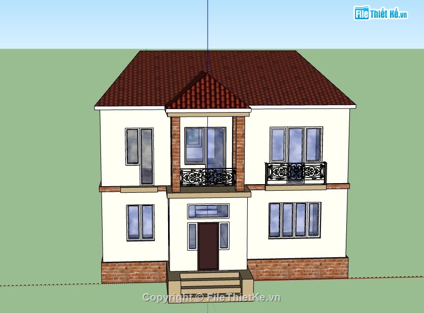 Biệt thự 2 tầng,model su biệt thự 2 tầng,biệt thự 2 tầng file su,mẫu biệt thự 2 tầng sketchup