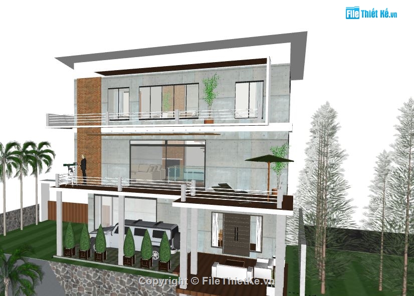 Biệt thự 2 tầng,model su biệt thự 2 tầng,biệt thự 2 tầng sketchup,file sketchup biệt thự 2 tầng