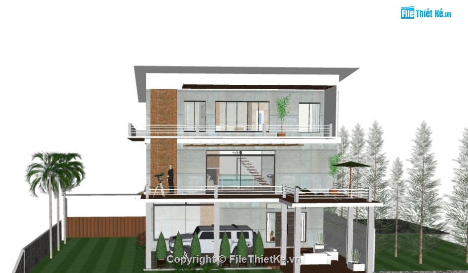 Biệt thự 2 tầng,model su biệt thự 2 tầng,biệt thự 2 tầng sketchup,file sketchup biệt thự 2 tầng