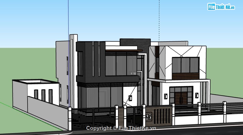 Biệt thự 2 tầng,model su biệt thự 2 tầng,biệt thự 2 tầng file su,file sketchup biệt thự 2 tầng