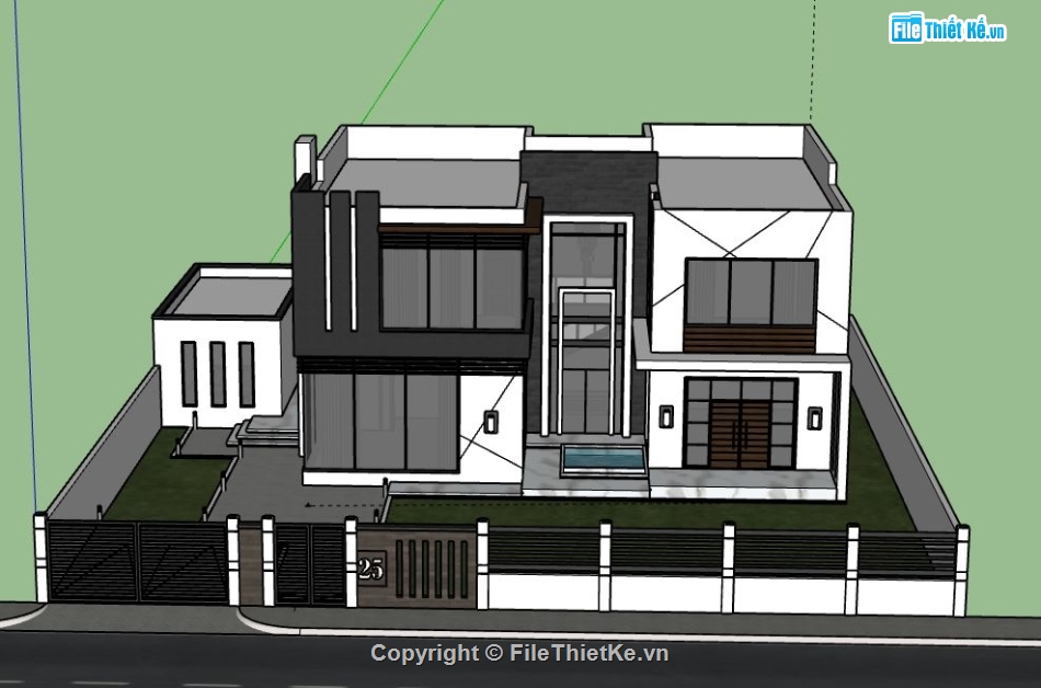 Biệt thự 2 tầng,model su biệt thự 2 tầng,biệt thự 2 tầng file su,file sketchup biệt thự 2 tầng