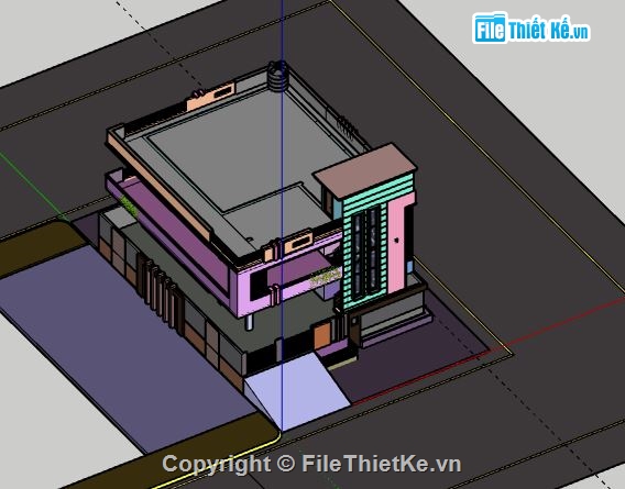 Biệt thự 2 tầng,model su biệt thự 2 tầng,sketchup biệt thự 2 tầng