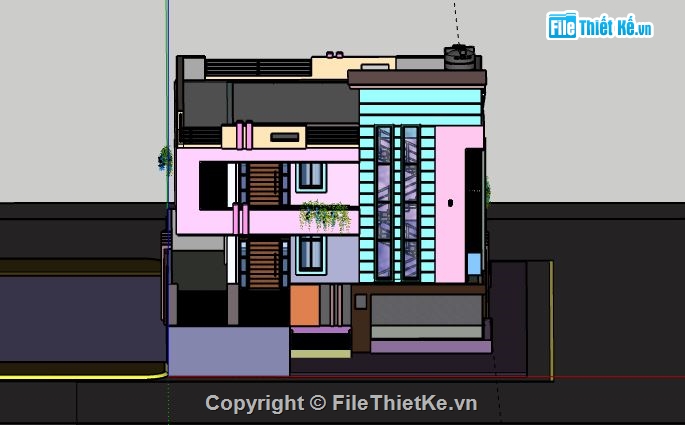 Biệt thự 2 tầng,model su biệt thự 2 tầng,sketchup biệt thự 2 tầng