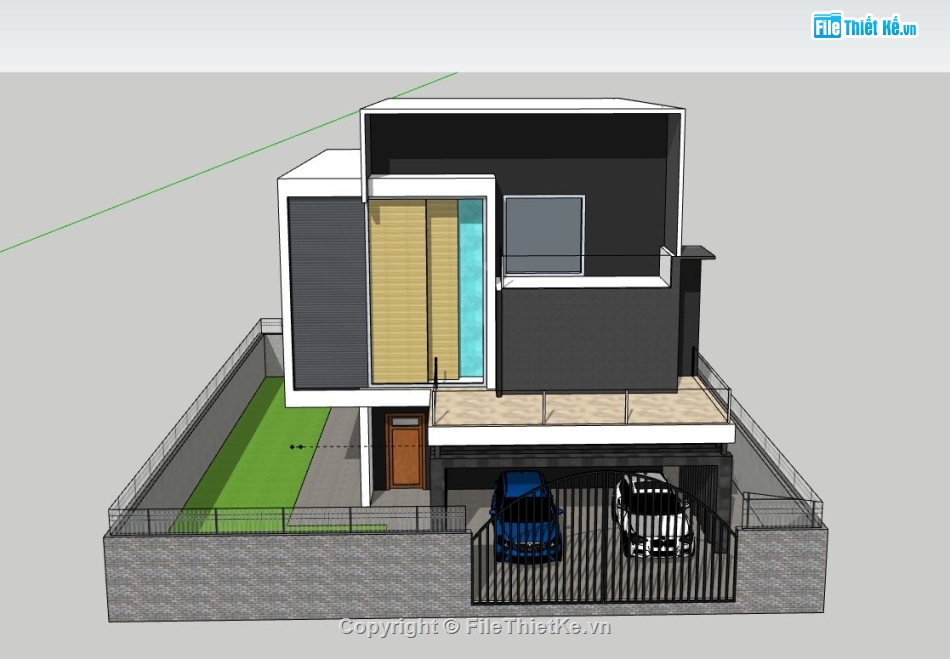 Biệt thự 2 tầng,model su biệt thự 2 tầng,biệt thự 2 tầng file su,sketchup biệt thự 2 tầng hiện đại,biệt thự 2 tầng sketchup