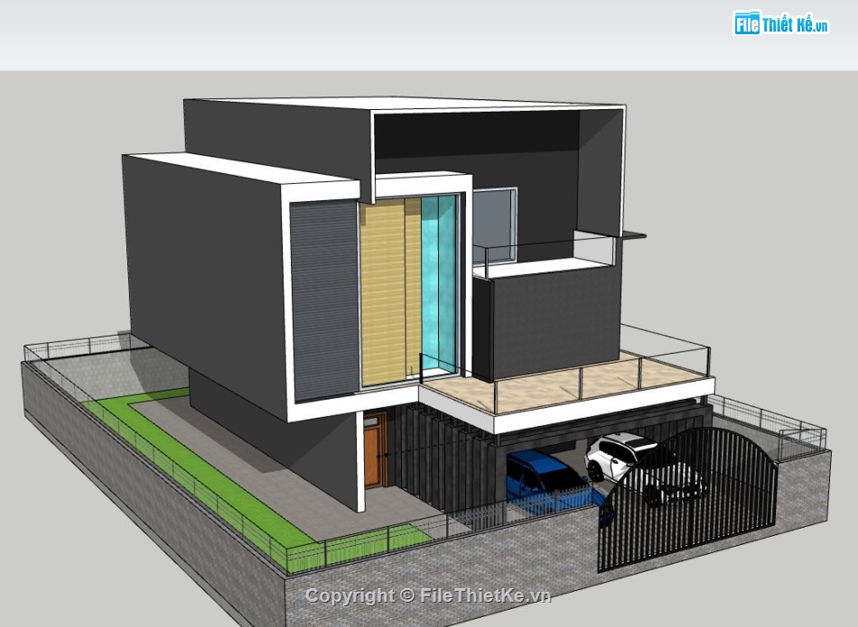 Biệt thự 2 tầng,model su biệt thự 2 tầng,biệt thự 2 tầng file su,sketchup biệt thự 2 tầng hiện đại,biệt thự 2 tầng sketchup