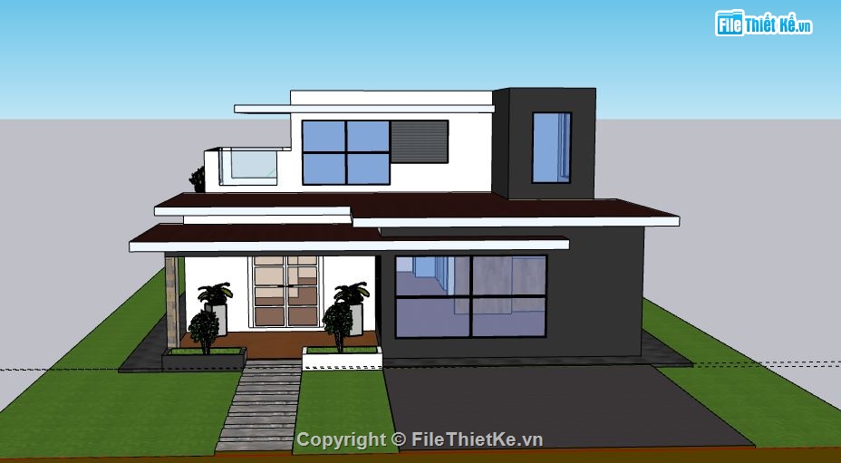 Biệt thự 2 tầng,model su biệt thự 2 tầng,file su biệt thự 2 tầng,biệt thự 2 tầng sketchup