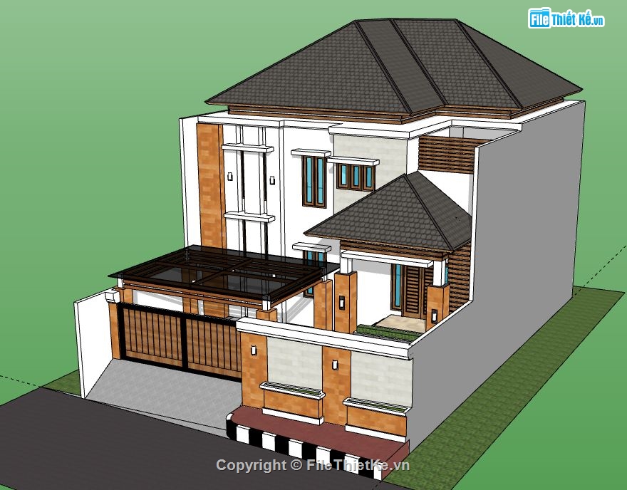 Biệt thự 2 tầng,model su biệt thự 2 tầng,sketchup biệt thự 2 tầng hiện đại,biệt thự 2 tầng sketchup