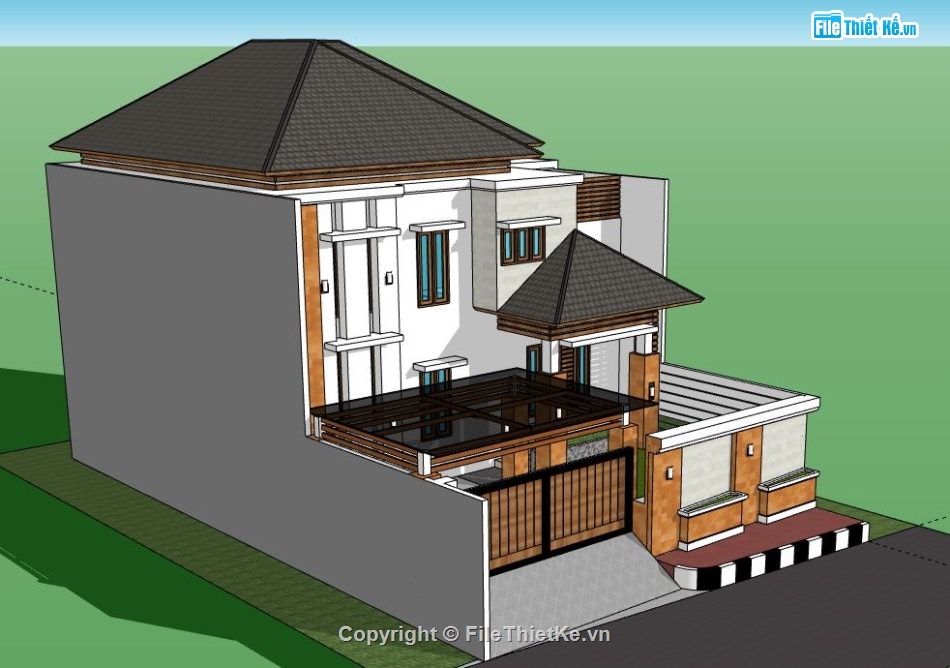 Biệt thự 2 tầng,model su biệt thự 2 tầng,sketchup biệt thự 2 tầng hiện đại,biệt thự 2 tầng sketchup