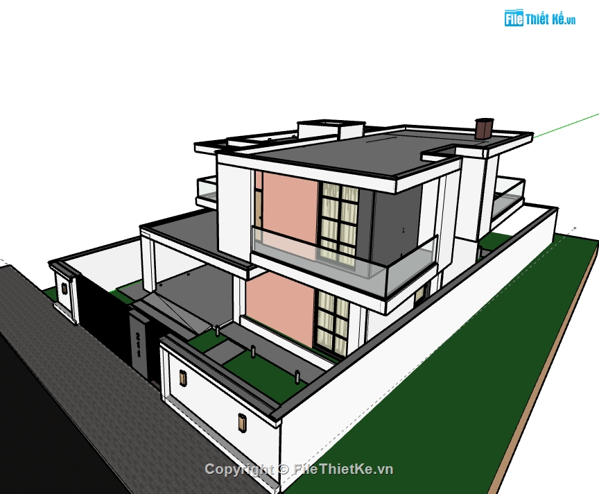 Biệt thự 2 tầng,model su biệt thự 2 tầng,biệt thự 2 tầng file su,sketchup biệt thự 2 tầng,biệt thự 2 tầng model su