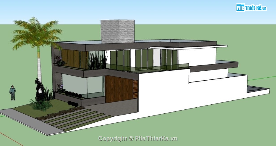 Biệt thự 2 tầng,model su biệt thự 2 tầng,biệt thự 2 tầng file su,mẫu sketchup biệt thự 2 tầng