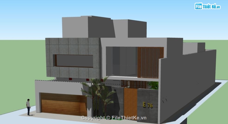 Biệt thự 2 tầng,model su biệt thự 2 tầng,file sketchup biệt thự 2 tầng