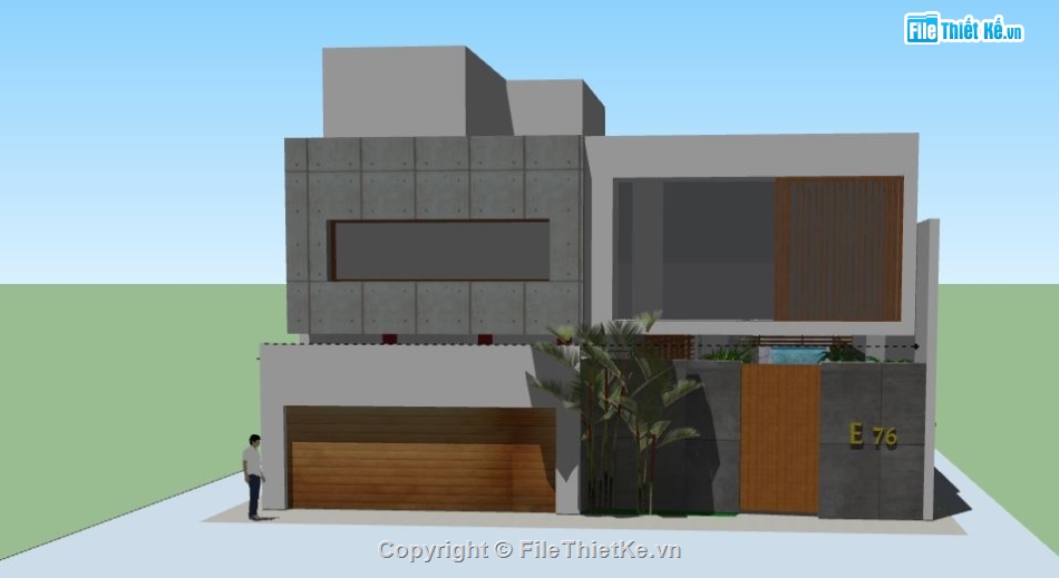 Biệt thự 2 tầng,model su biệt thự 2 tầng,file sketchup biệt thự 2 tầng