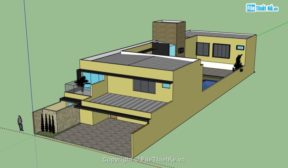 Biệt thự 2 tầng,file su biệt thự 2 tầng,biệt thự 2 tầng model su,sketchup biệt thự 2 tầng