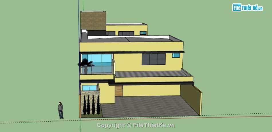 Biệt thự 2 tầng,file su biệt thự 2 tầng,biệt thự 2 tầng model su,sketchup biệt thự 2 tầng